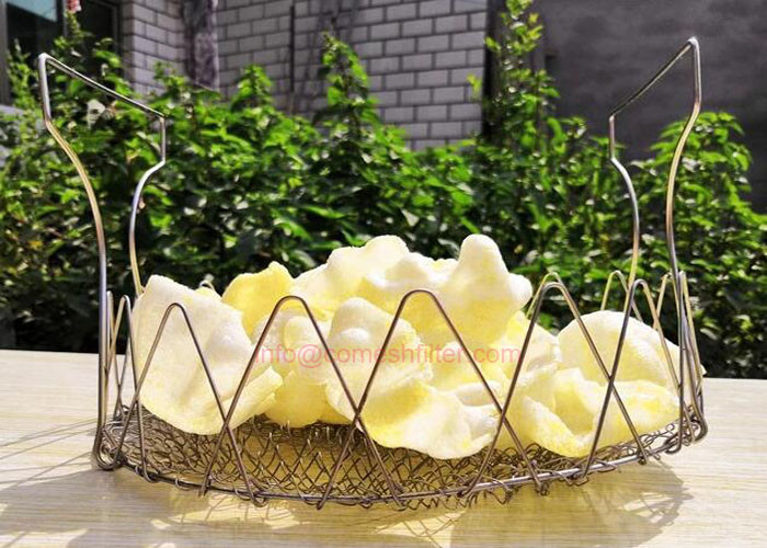 Foldable Steam Rinse Deep Fry Chef Basket , Magic Basket FDA Certificate