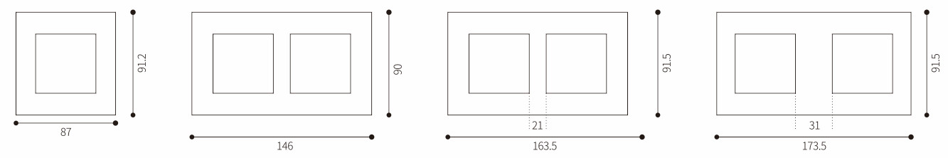 Amertop Brass Wall Switch Brass Panel,Retro style Light Switch 86*86mm 10A 250V 1/2/3/4 gang 1/2 way