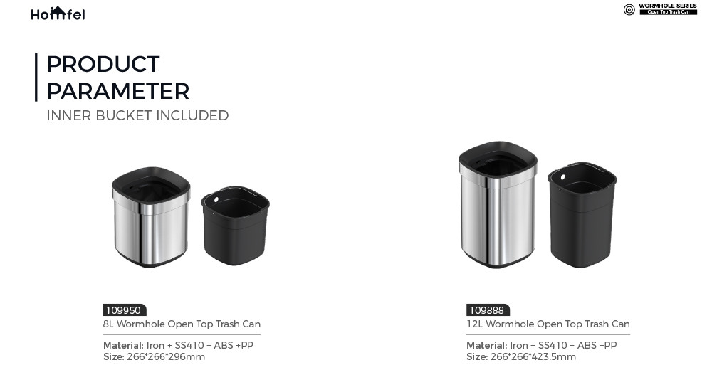 SS Rectangle Open Top Trash Bin ，Open Lid Trash Can Stainless Steel