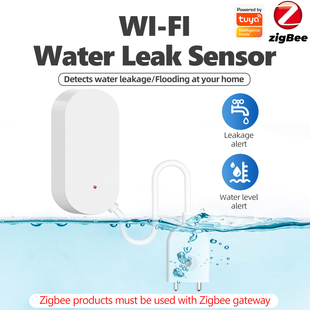 Zigbee Water Leak Sensor Smart Home Notification Alerts Water Flood Leak Alarm Home SecurityTuya Flooding Detector