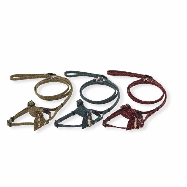 Fish Charm Cat Harness Collar Leash Set Total Length 47.2 Inches Fashionable