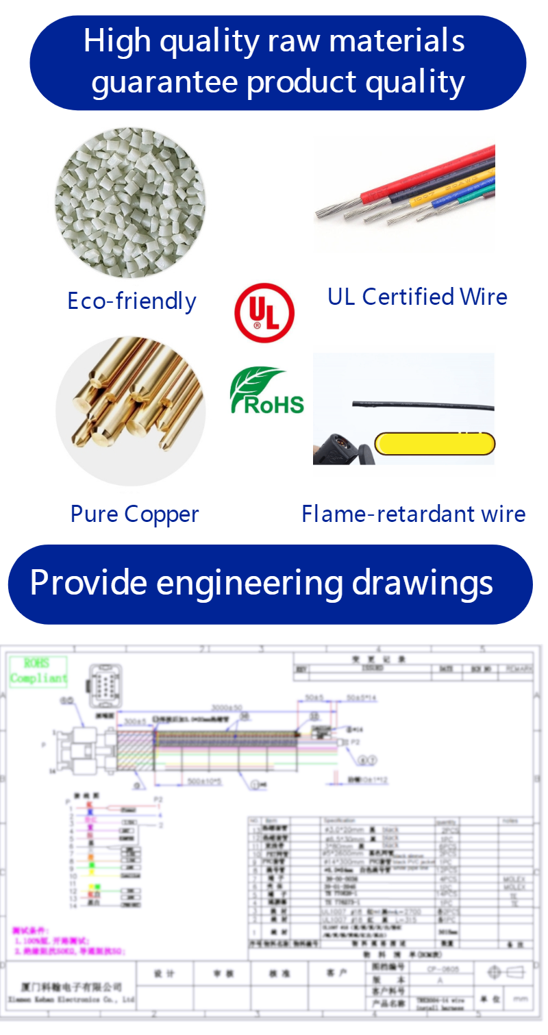 6 Pin Connector Wire Harness for Automotive Wiring Customizable Length and Color
