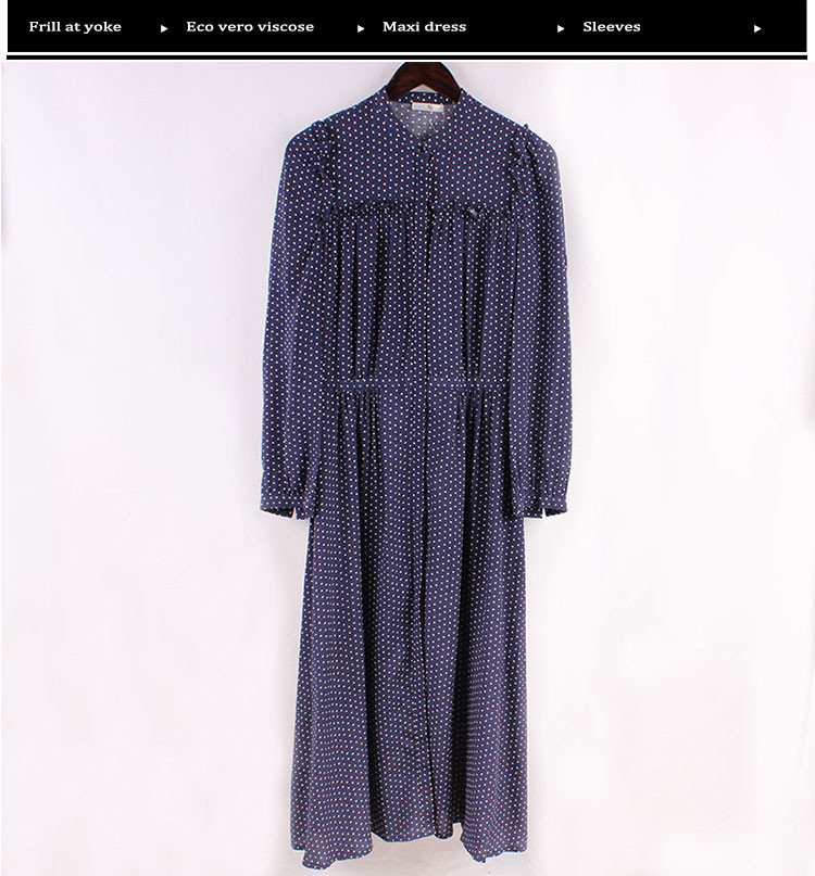 Size 36 Screen Print 100 Rayon Polka Dot Maxi Dress