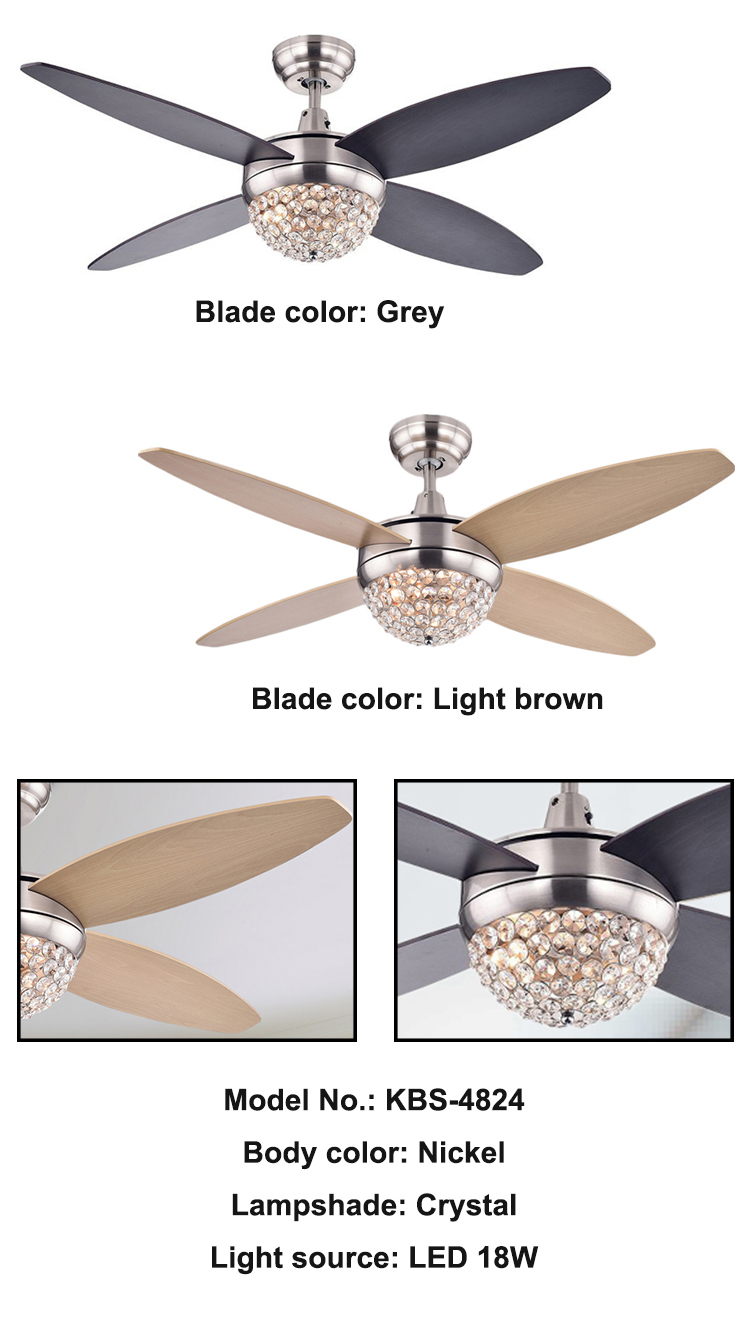 No Noise 18w Antique Bronze Ceiling Fan Glass Lampshade Dining Room Chandelier Fan