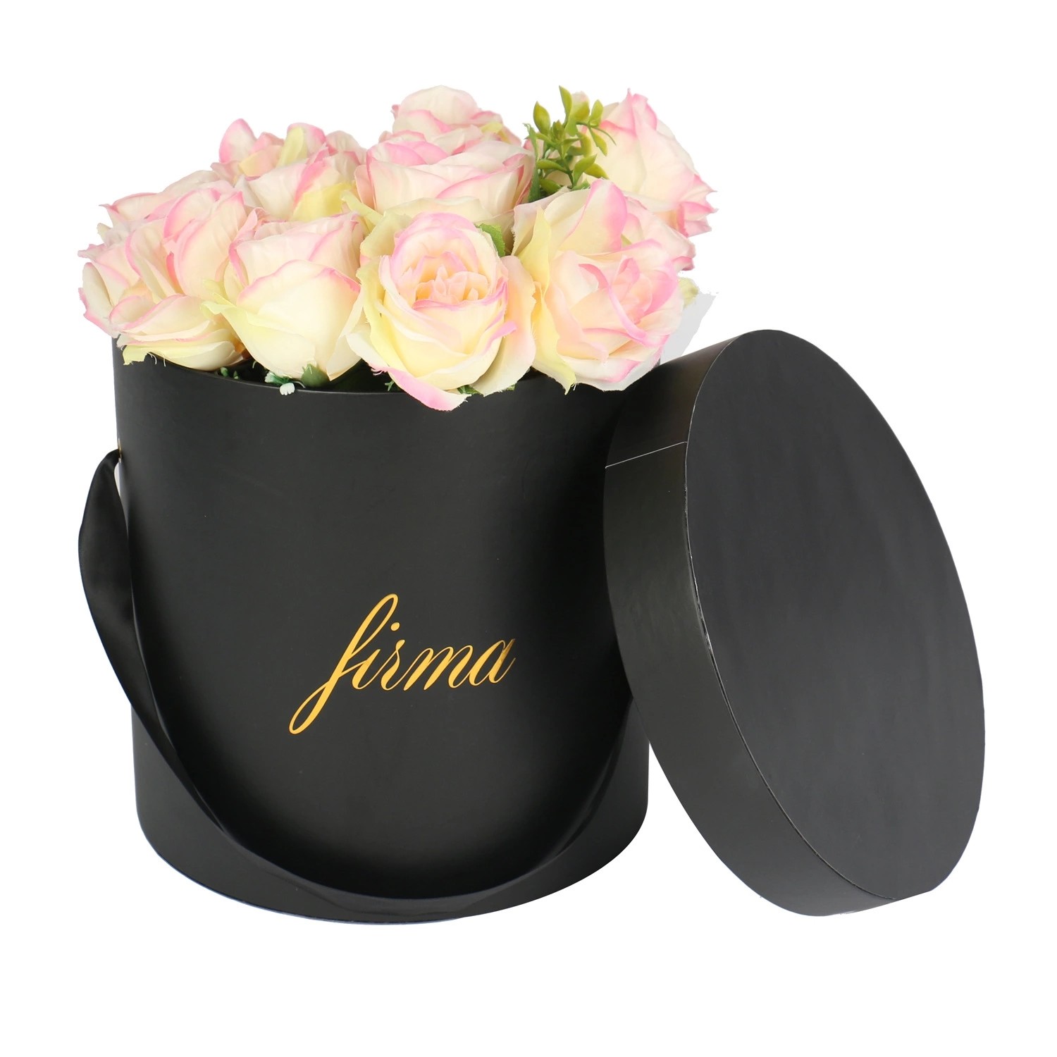 Round design luxury cardboard paper flower hat gift box for roses packaging with custom logo