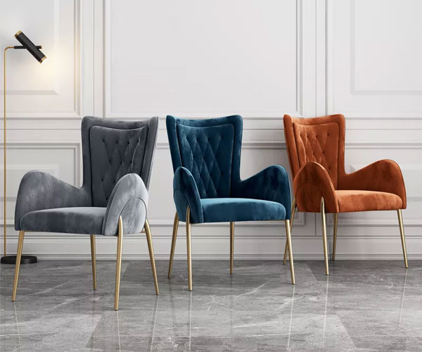 American Style Button Dining Chair 55*63*101cm Stainless Steel Leg