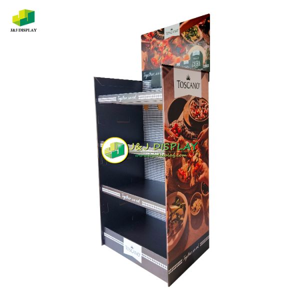 Knock Down Unit Flooring Recyclable Knock Down Shelves Displaying Corrugated Board Cardboard Floor Display Stand For Stationery, Skin Care, Outdoor