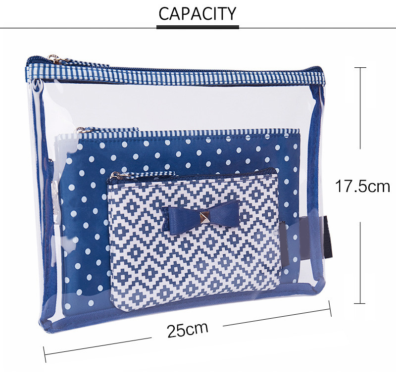 3 Piece Multifunction L25*H17.5CM PU Cosmetic Bag