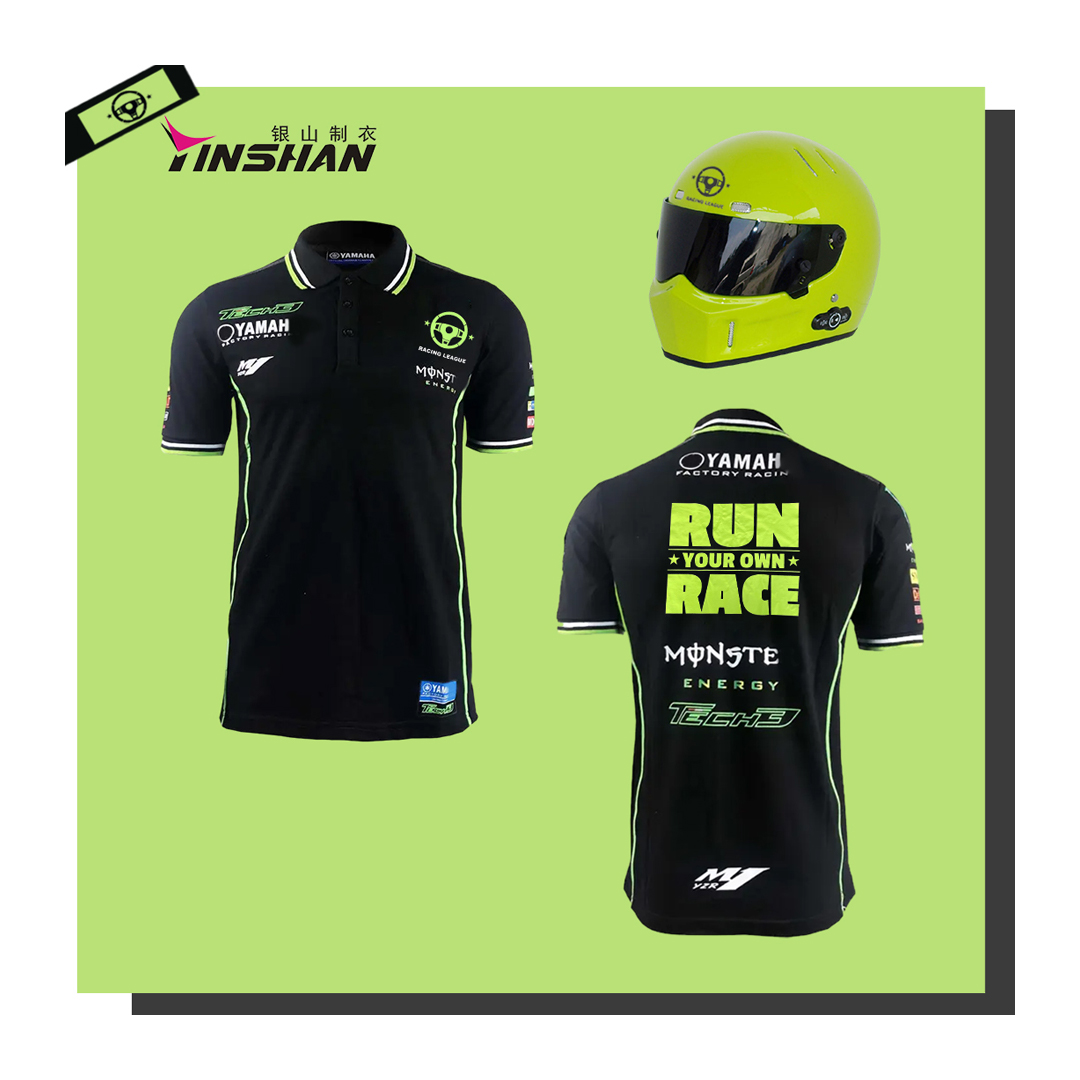 Wicking Breathable Custom Design Pit Crew Team Motorcycle Polo Shirt