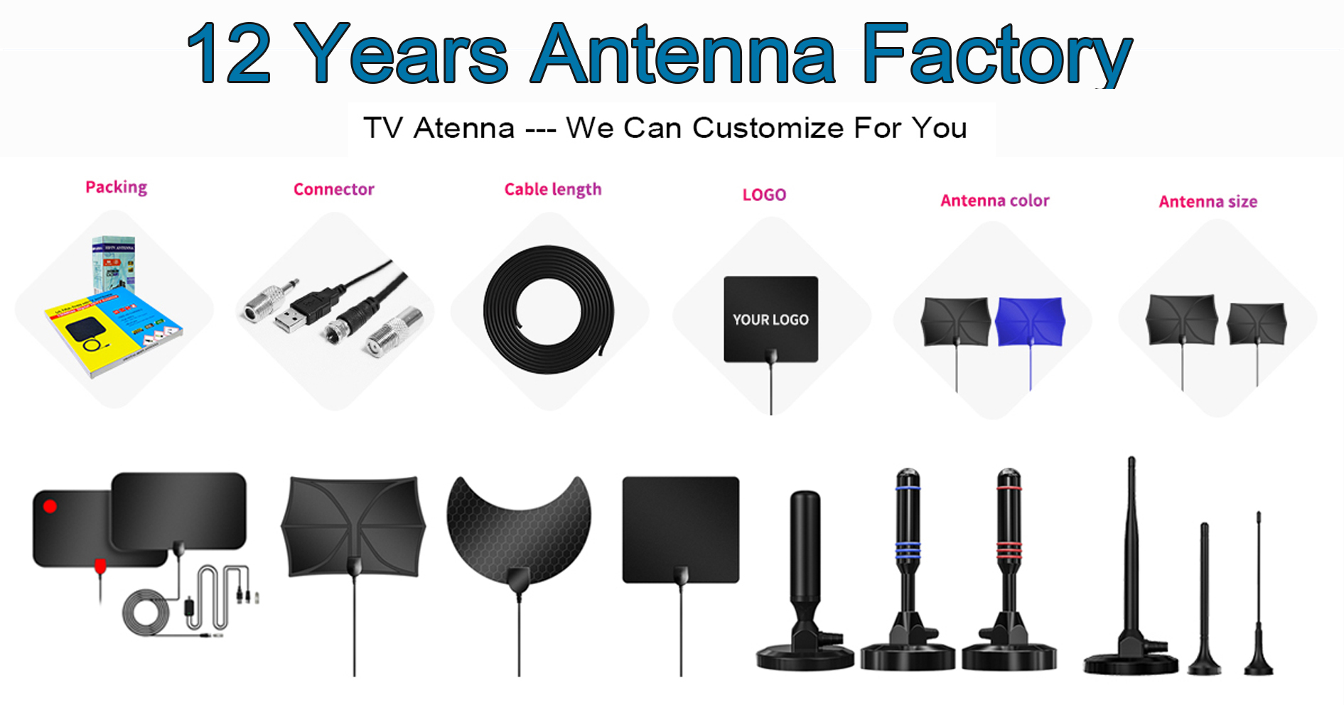 Yes 4k Internal Outdoor Digital TV Antenna IEC/F male or customized with 28dBi Gain