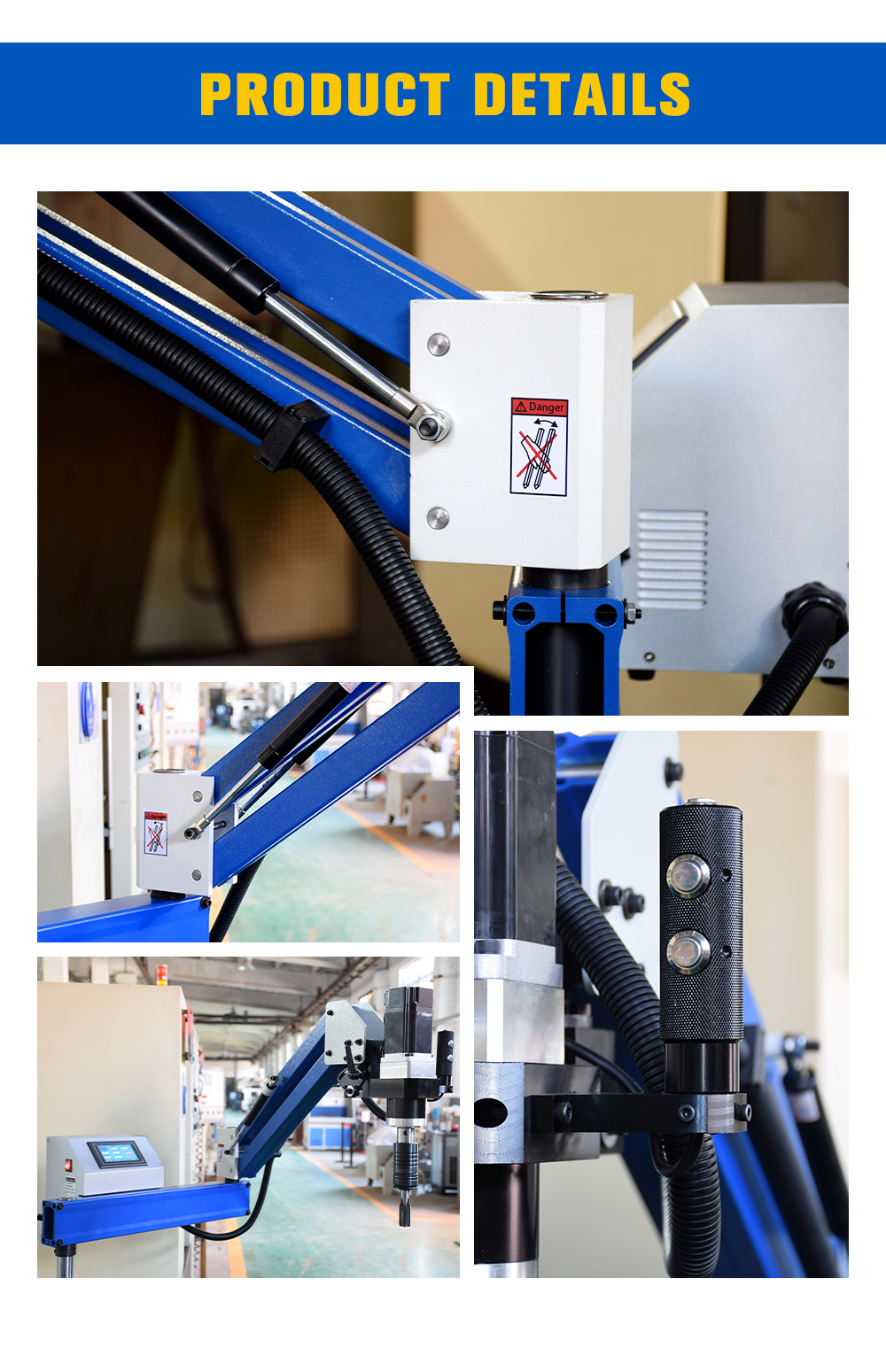 1900mm Long Arm Electric Tapping Machine,M6-M24,Touch Screen,360° Angle Tapper