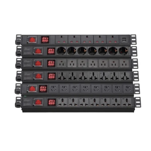1u PDU Horizontal Rackmount Power Strip - Surge Protector 10 NEMA 5-15r Outlet 100V-240V/15A 1800 Joules, 10 Independent LED Switches