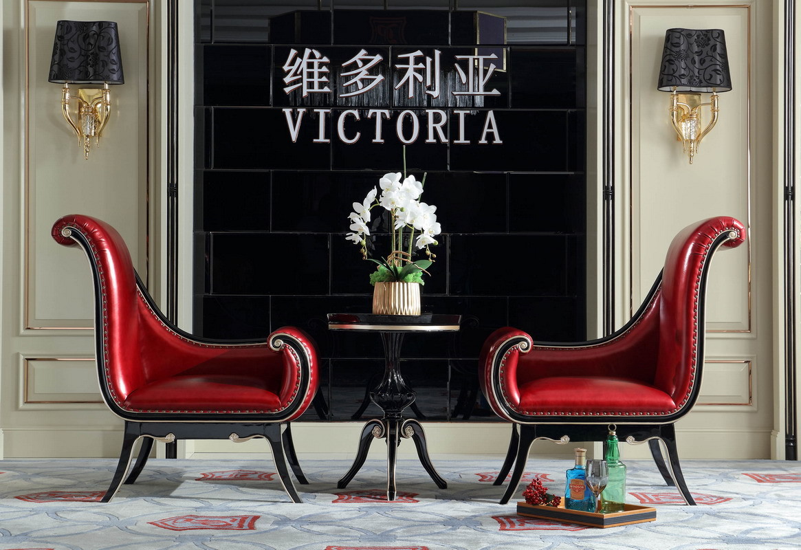 Villa house luxury furniture of Coffee table and Leather chaise chairs for Living lobby furniture China factory selling