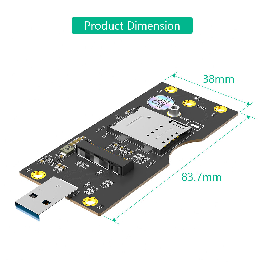 USB 3.0 Type-A Connector To M.2 NGFF Key-B Wireless Adapter Card 1 Standard SIM Slot For 5G 4G LTE WWAN GSM Modem Module