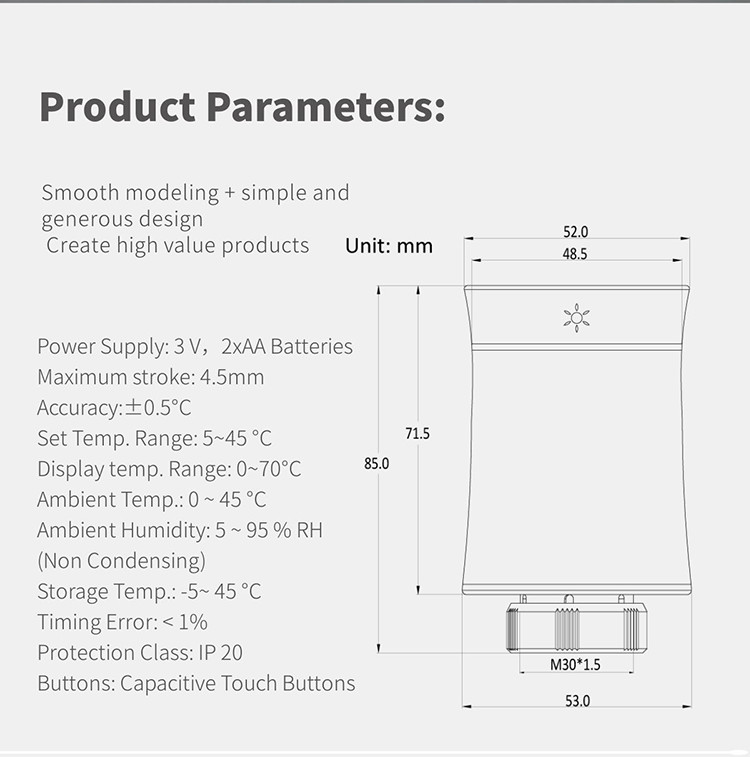 Digital Display PC WIFI tuya zigbee 3.0 smart radiator actuator TRV IP 20 European American
