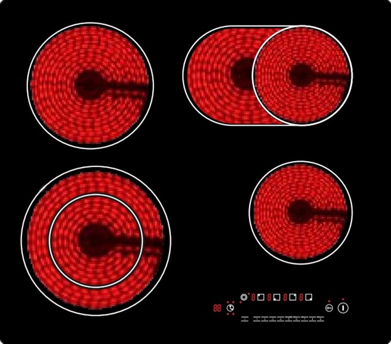 Builtin Sensor 7200W 60cm 4 Burner Ceramic Cooktop