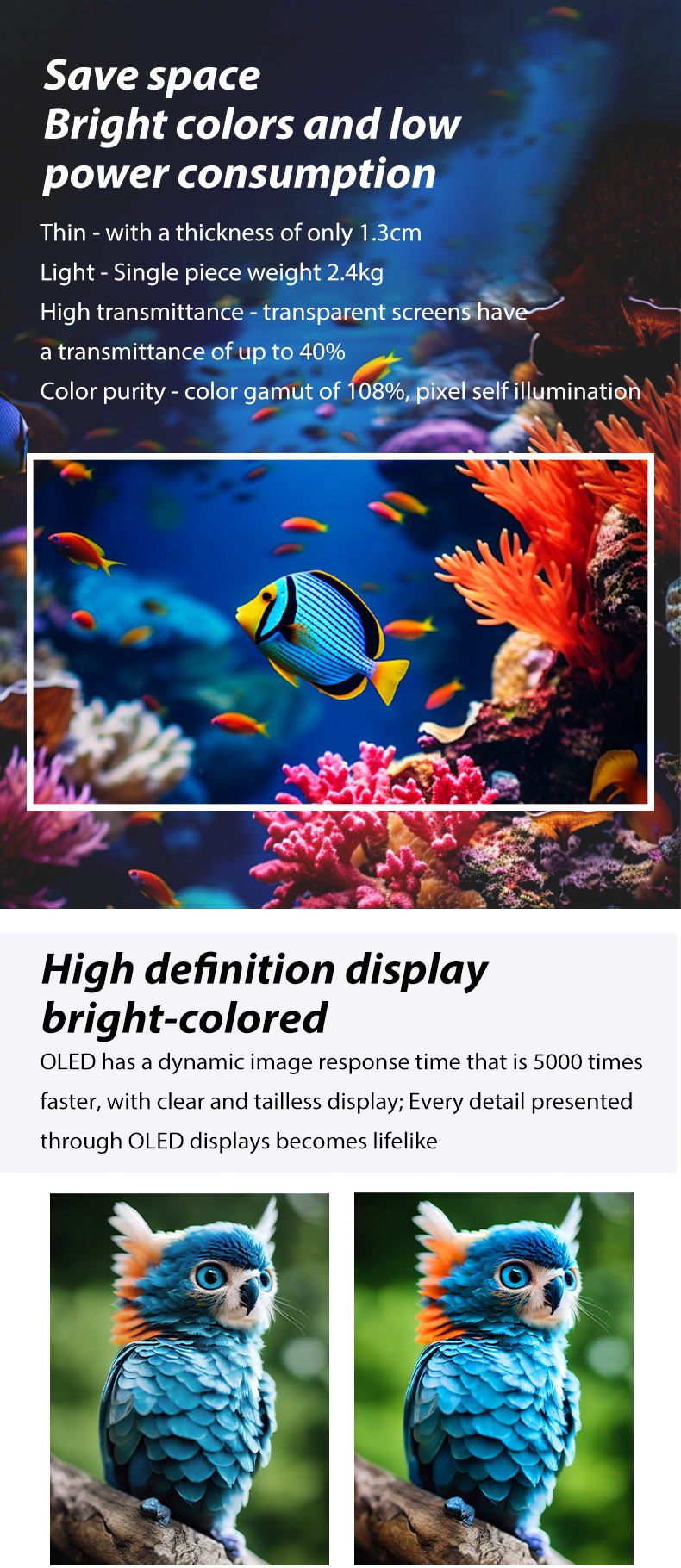 OEM ODM Transparent OLED Screen , 55 Transparent OLED Display