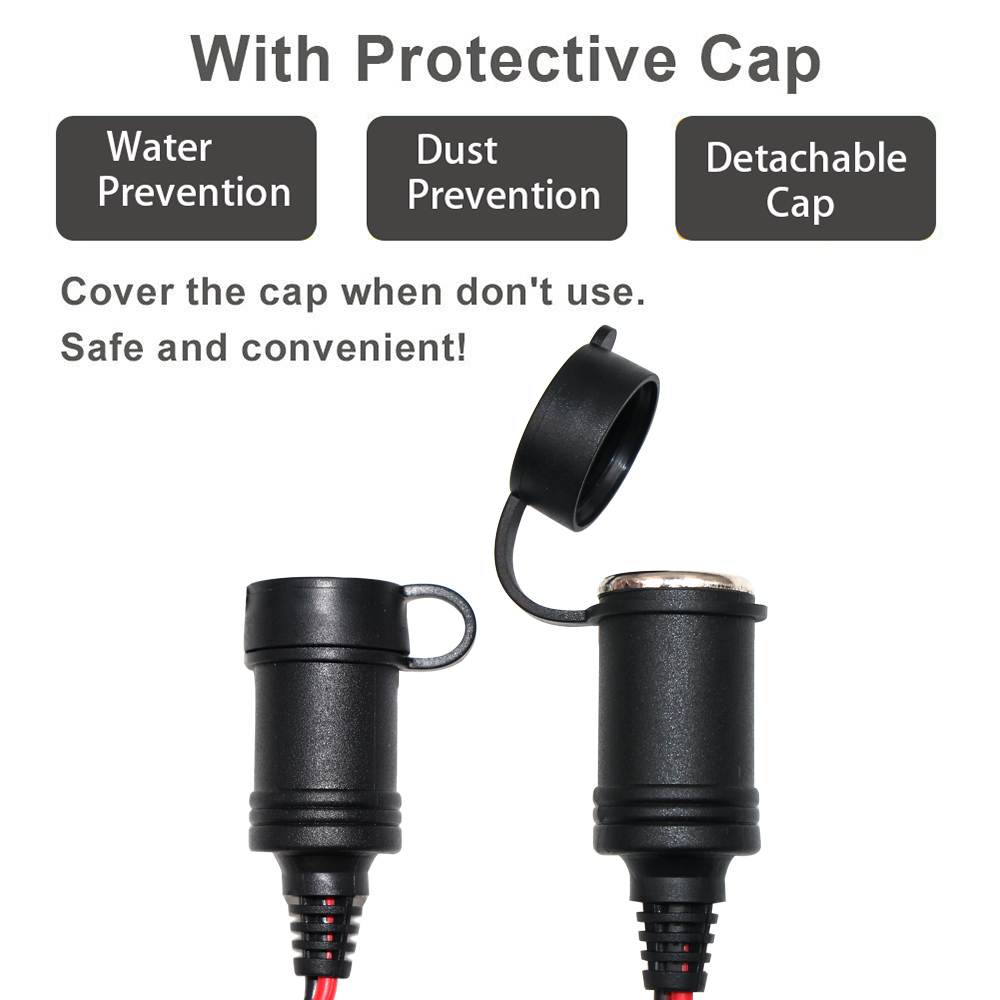 Female Cigarette Lighter Socket To O Ring Terminal Battery Extension Cable
