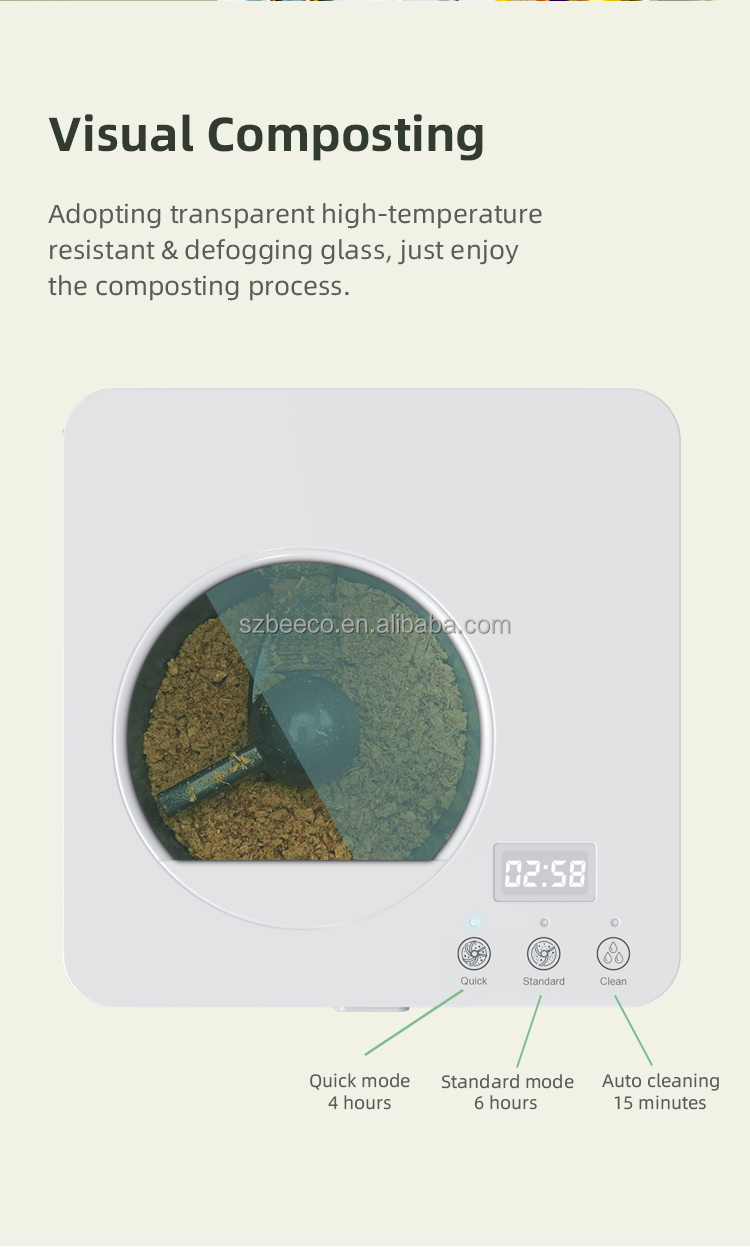Visible Kitchen Composter Machine Commercial With Stainless Steel Grinding Chamber Material
