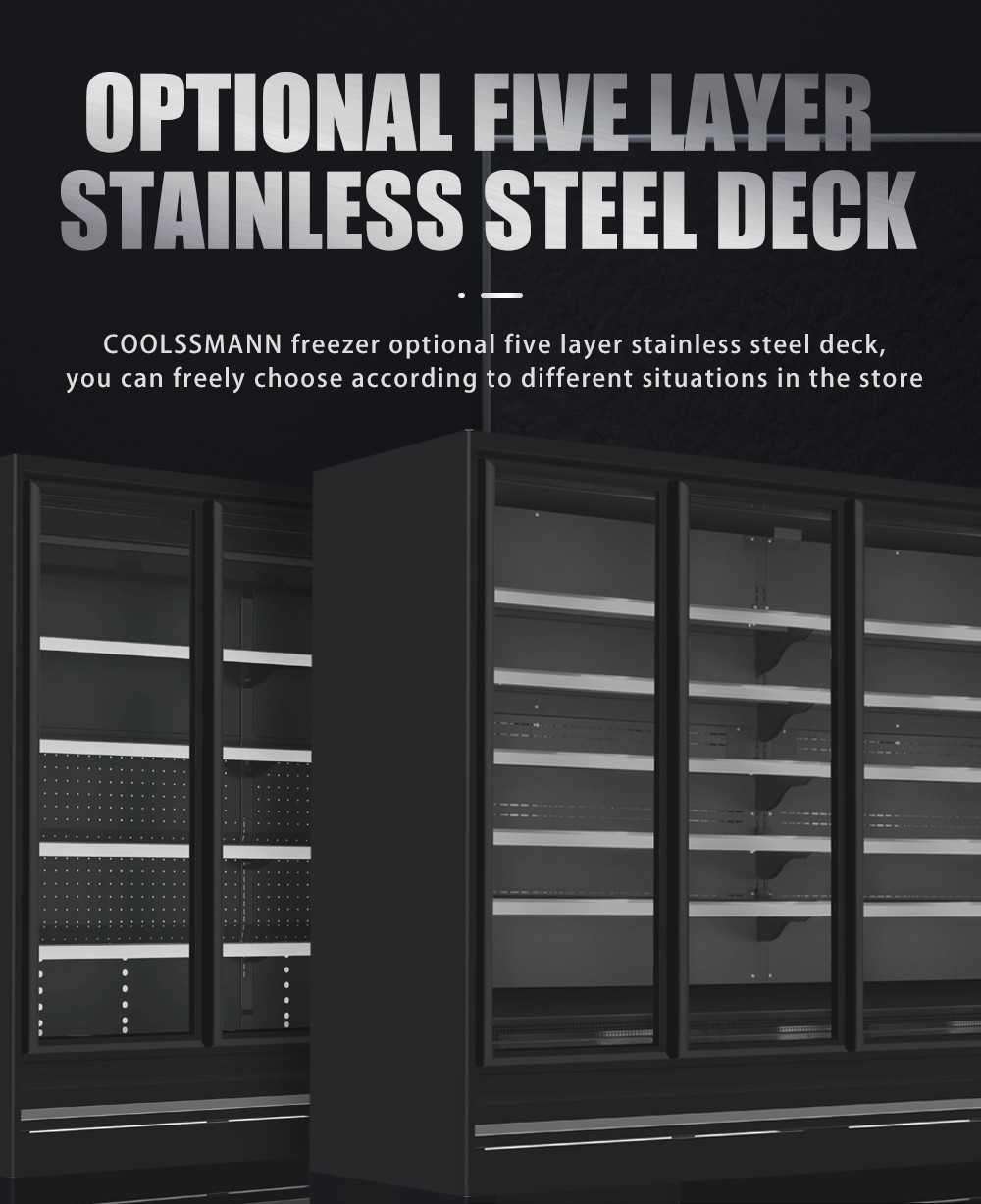 Supermarket Commercial Upright Glass Door Upright Chiller Showcase Refrigerator Multi Decks Remote