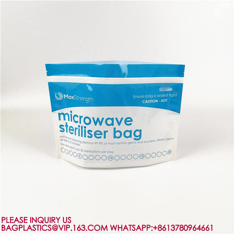 Slide Zipper Feeding Bottle Pouch Microwaveable Menstruation Cup Steam Sterilizer Bag