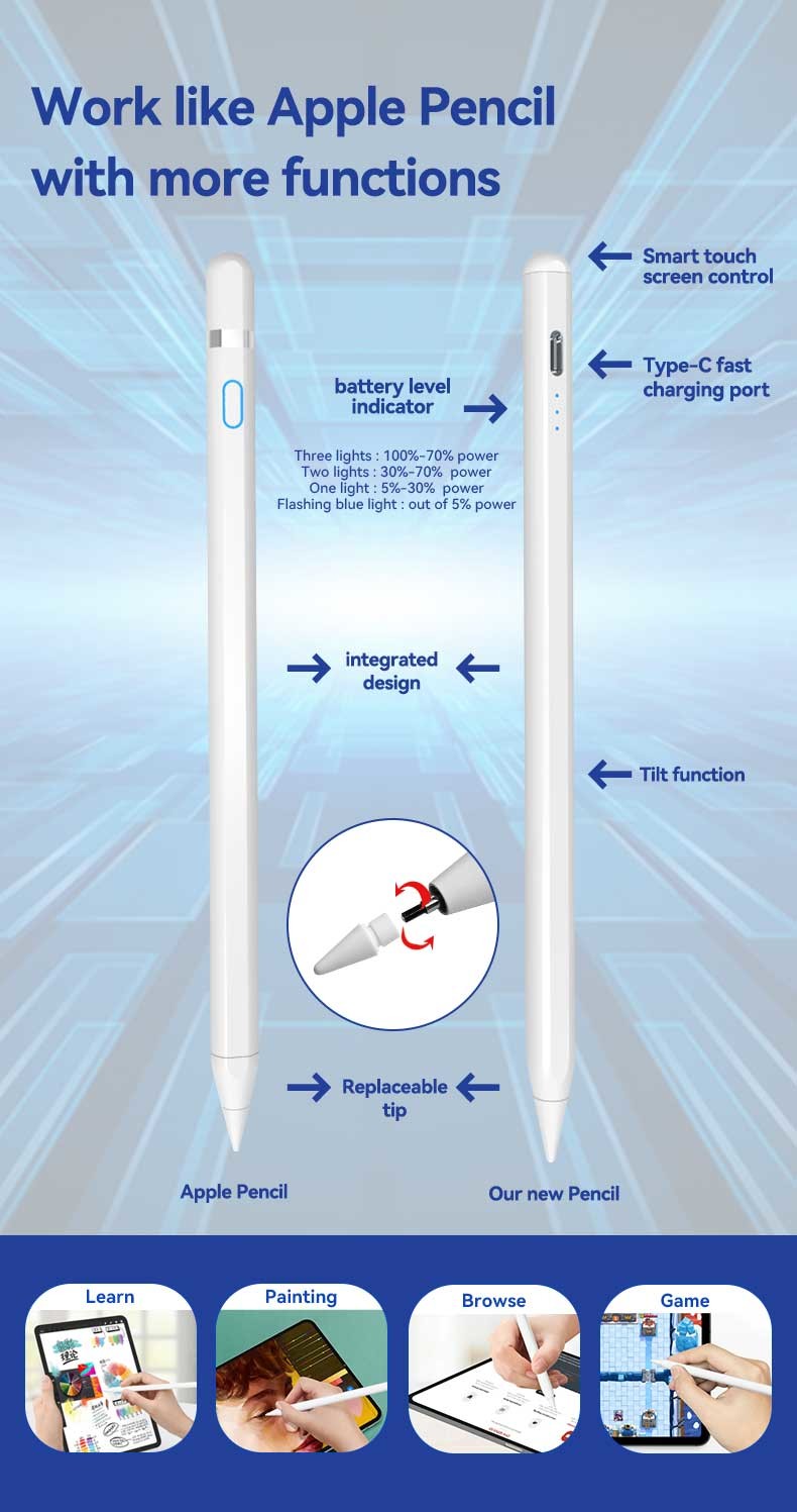 5 Minutes Smart Shutdown Digital Stylus Pen For Tablet Column Shape Customized