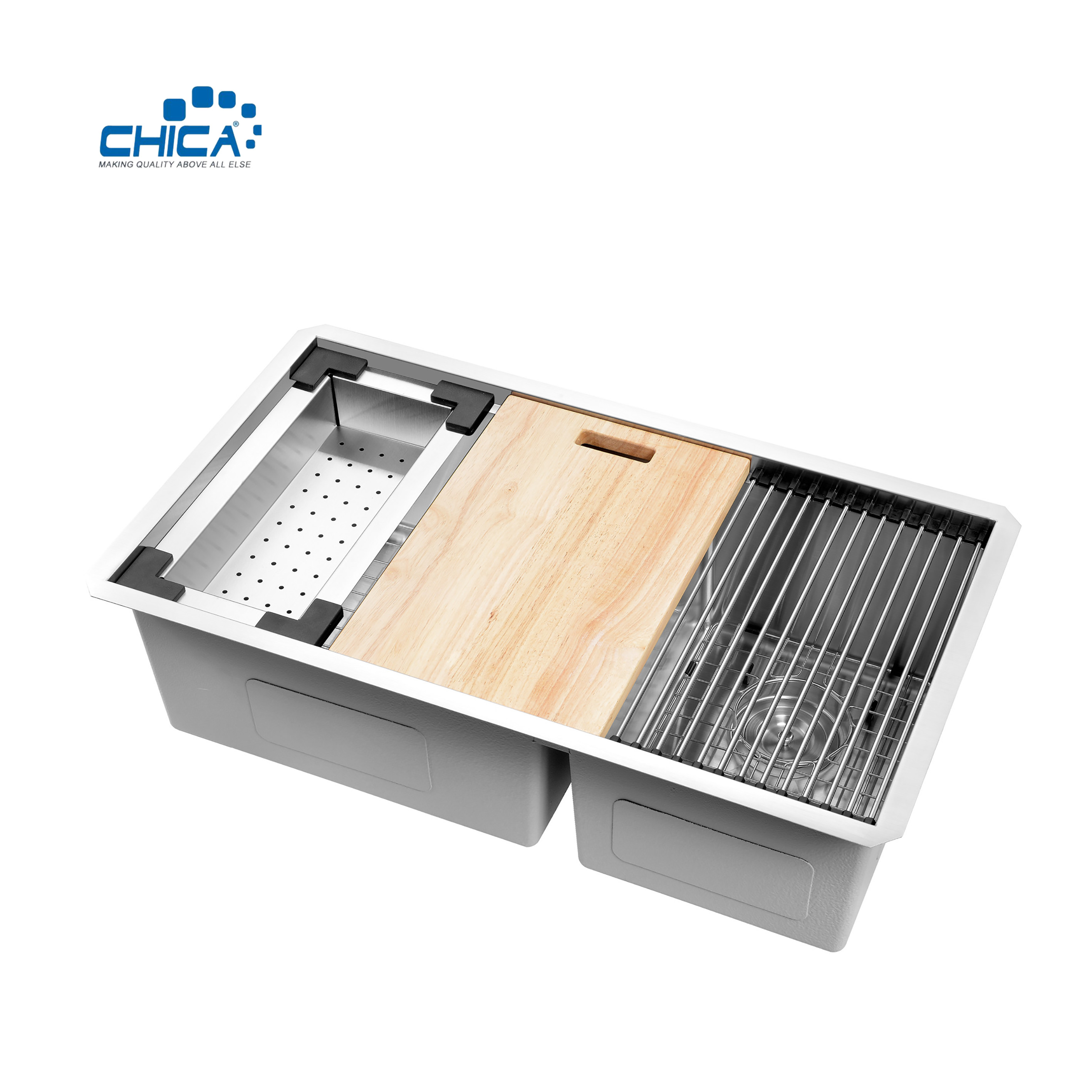 quality control procedure double bowl 32.75x19x10 18 gauge stainless steel kitchen sink