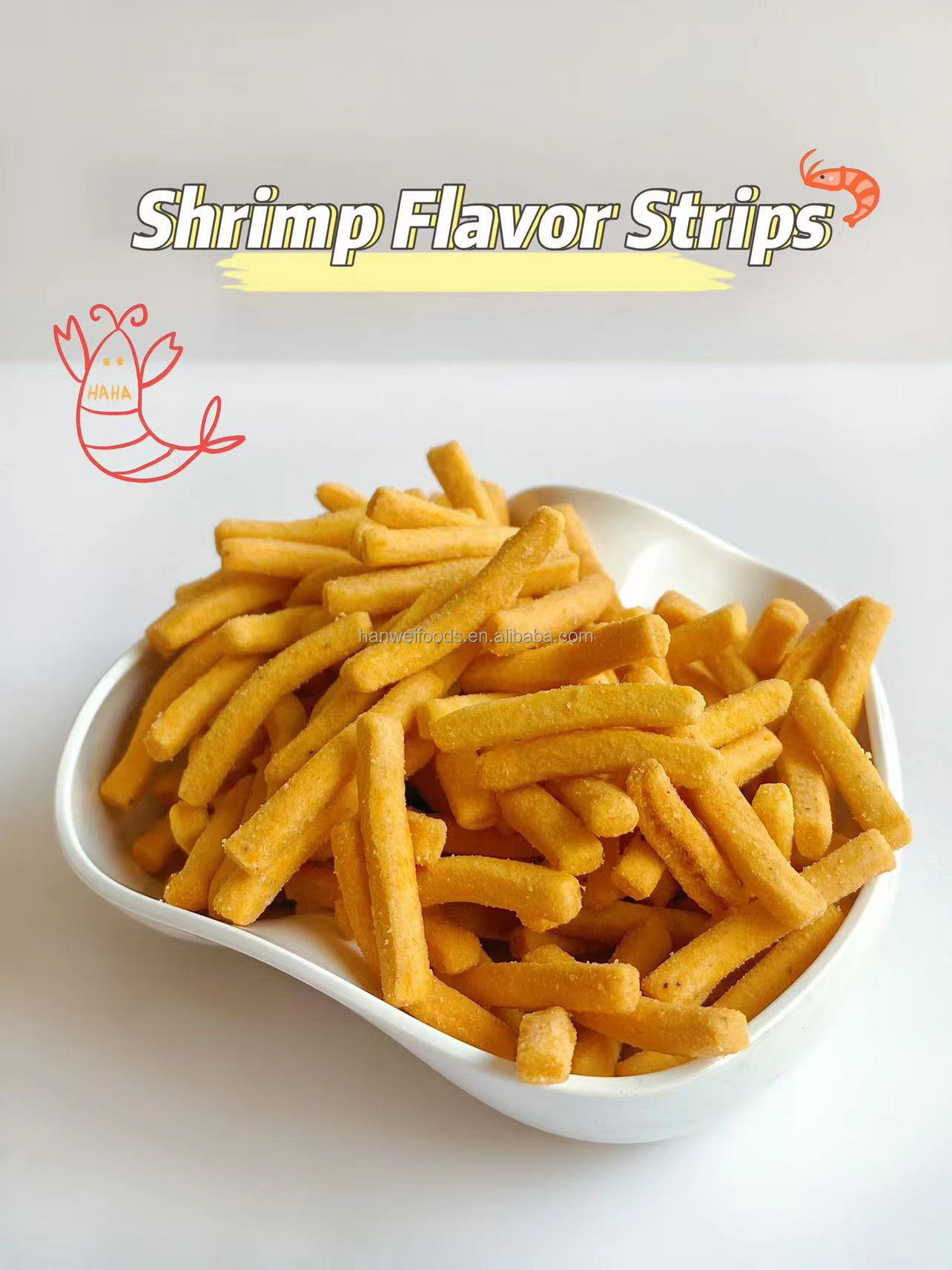 OEM Rice Cracker Snacks Strimp Flavors Strips Chinese Traditional Snacks