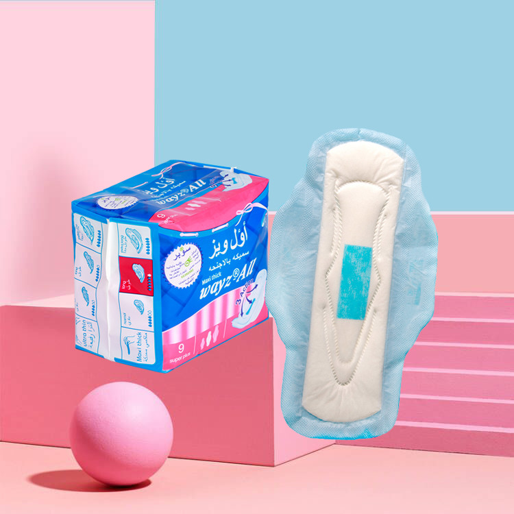 OEM Wisper Dry Ultra Ultrex Wayz-all Sanitary Pads Ladies Sanitary Napkin Women With Blue Chip