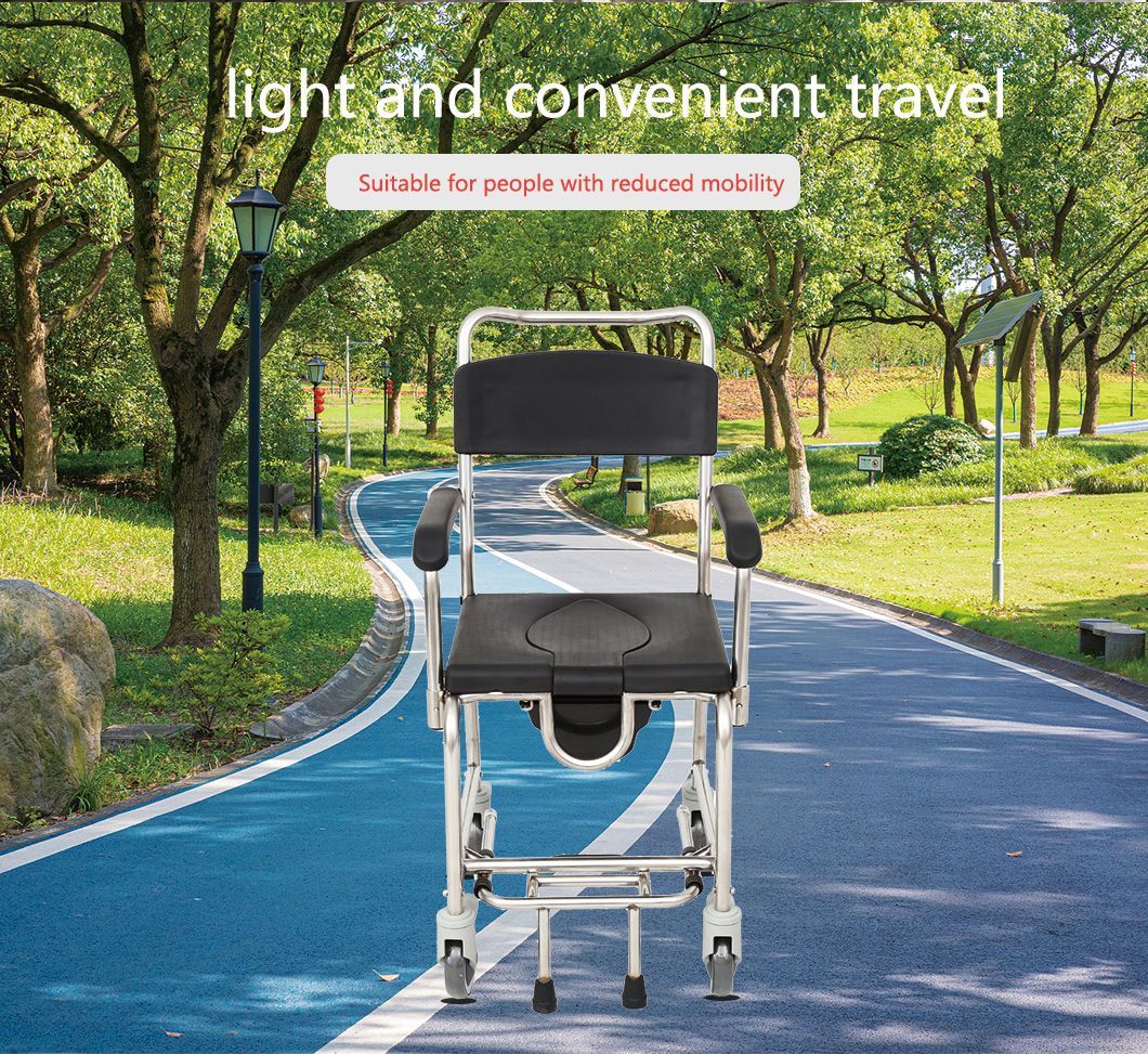 Wholesale Manufacturer&prime;s High-Quality Steel Light Weight Commode Wheelchair for Disabled Person