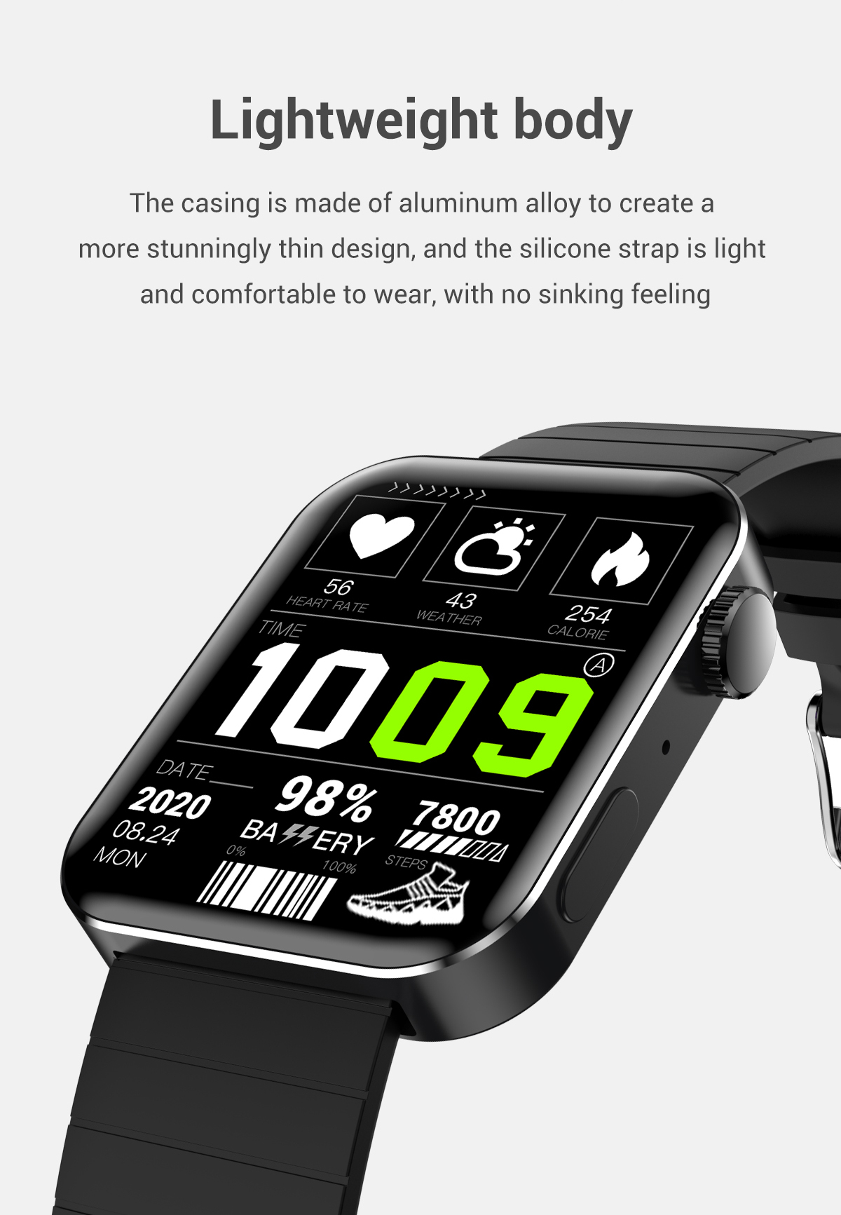 Full Touch Screen 1.78inch Bluetooth Health Watch Heart Rate Sensor