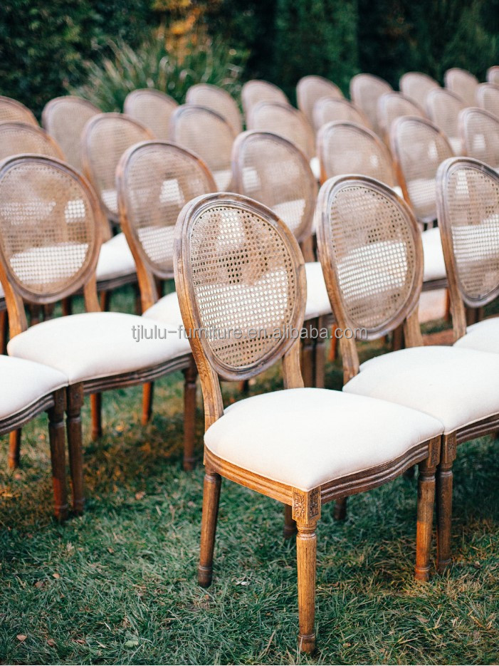 Dinning Banquet Event French Style Rattan Back Solid Wood Louis Chair Stackable Chairs Antique Wooden Chair Modern 100
