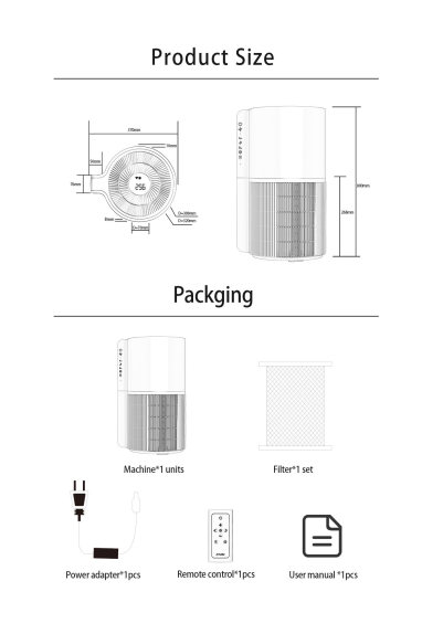 58dB Home Hepa Filter System 350m3/h 99.9% Odor Remover Air Purifier