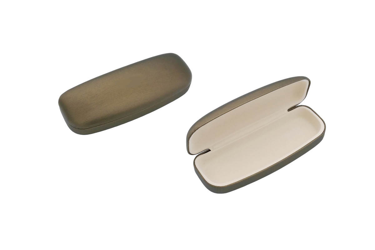 W8201 Metal Hard Eyeglass Case With Leather , Embossed Print / Hot Stamped Logo