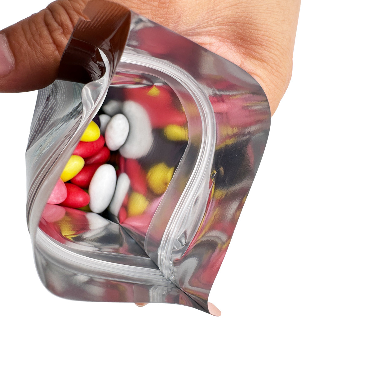 Gloss Surface Foil Laminated Childproof Top Zipper Pouch Bags 3.5 G Stand Up For Weed Packaging