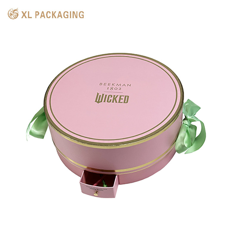 Gold Foil Printing Luxury Texture Paper Cosmetics Candle Soap Box Lid And Base Box With Ribbon