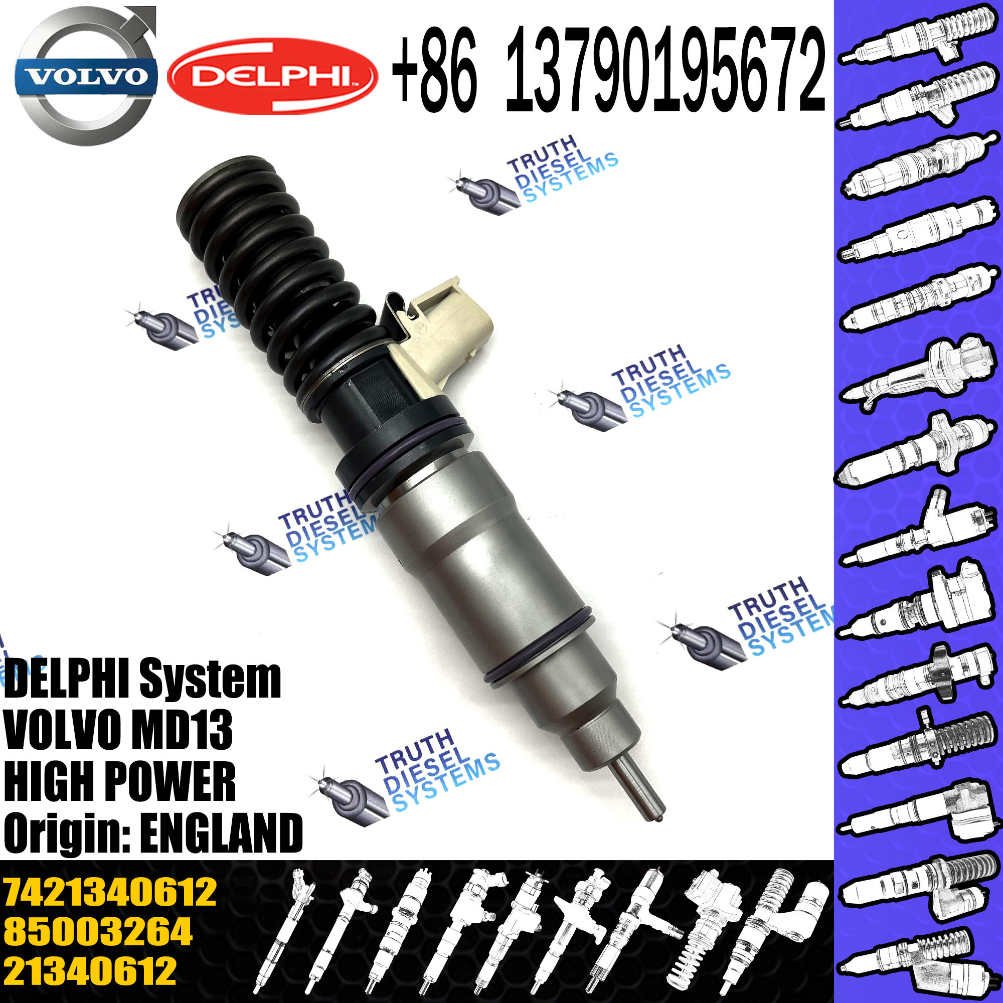 Direct Sale Diesel Fuel Injector 21340612 7421340612 9021371673 85003264 BEBE4D24002 For VOL MD13 HIGH POWER