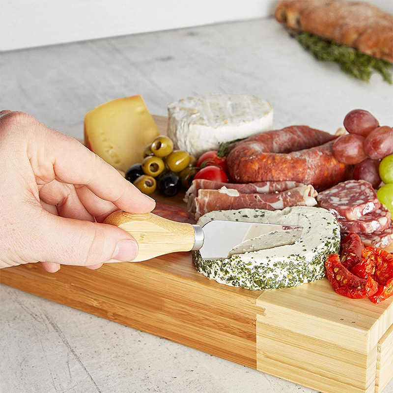Sustainable Rectangle Acacia Bamboo Cheese Cutting Board Set for Kitchen Serving
