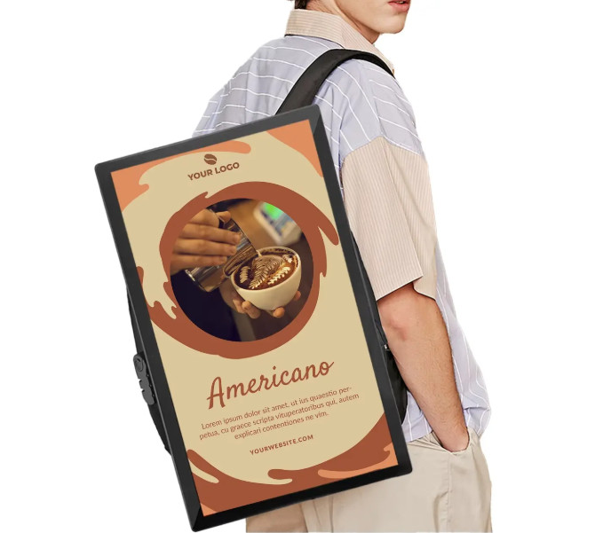 23.8 Inch Backpack High Brightness Advertising LCD Display WIFI Network Android Display