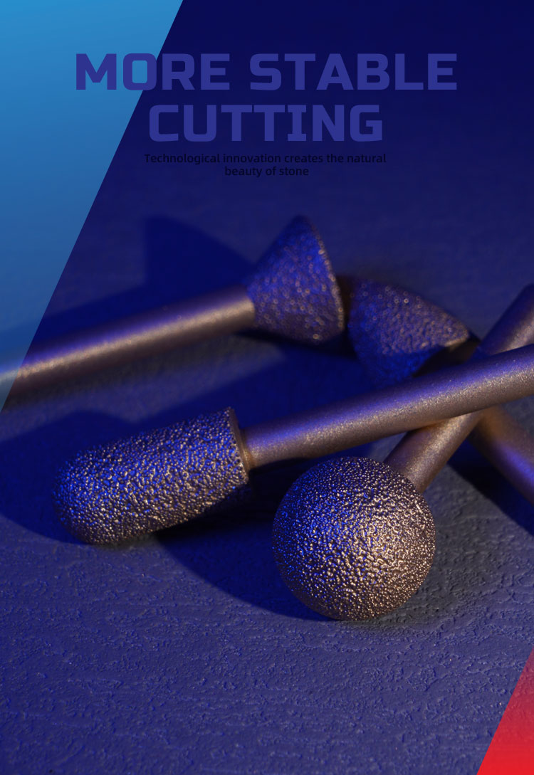 10MM Vacuum Brazed Diamond Stone Carving Bit with Engraving Function and TiCN Coating