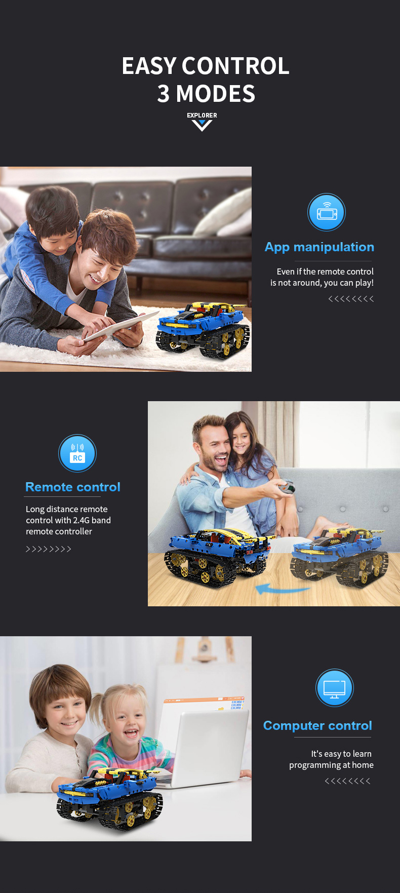 Unisex 2 in 1 Remote Control Racing Car DIY Building Kits for Kids Boys Girls 8-13 Years
