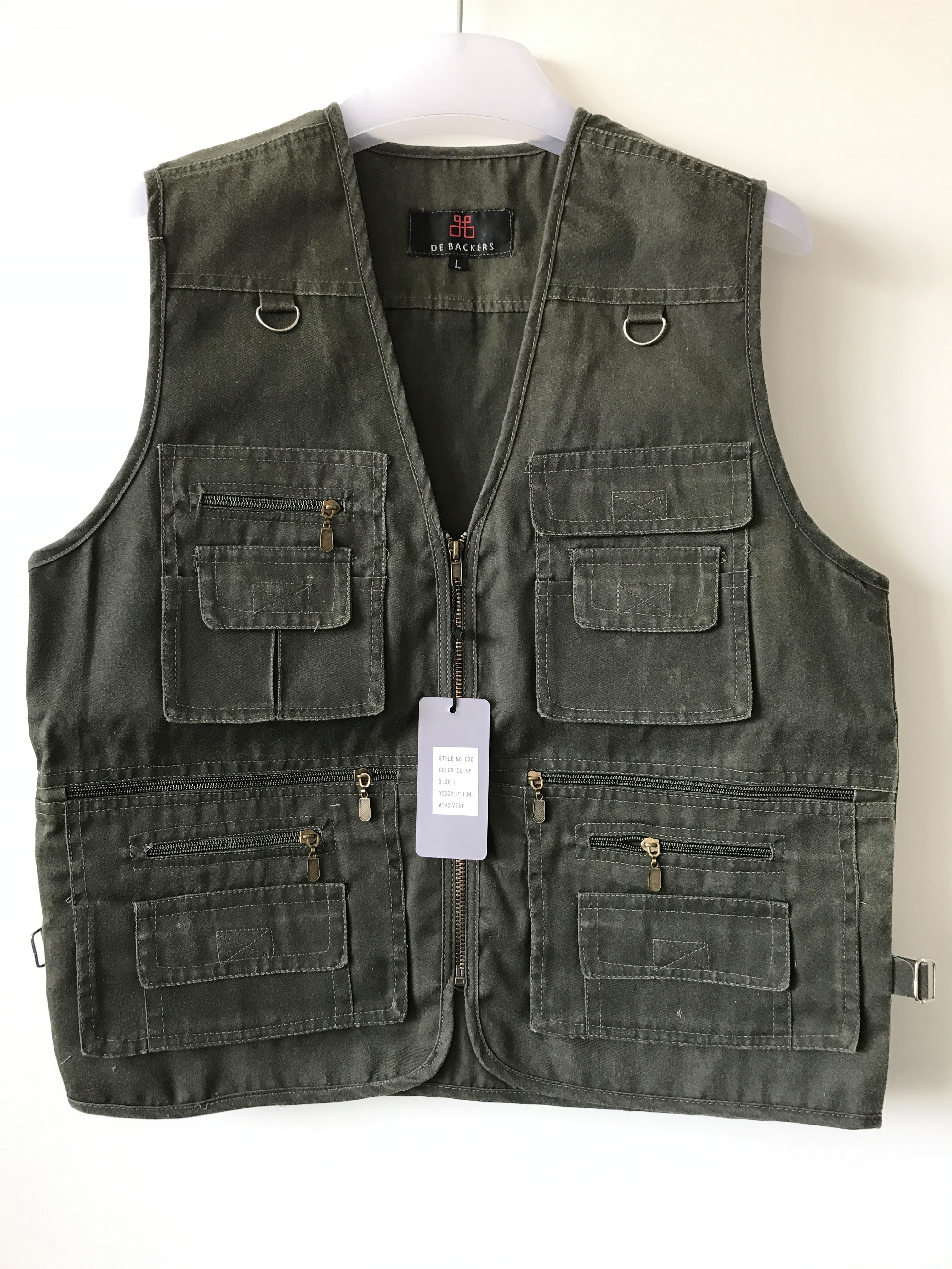 Mens classic vest in 100% polyester washed fabric, washed green color, S-3XL