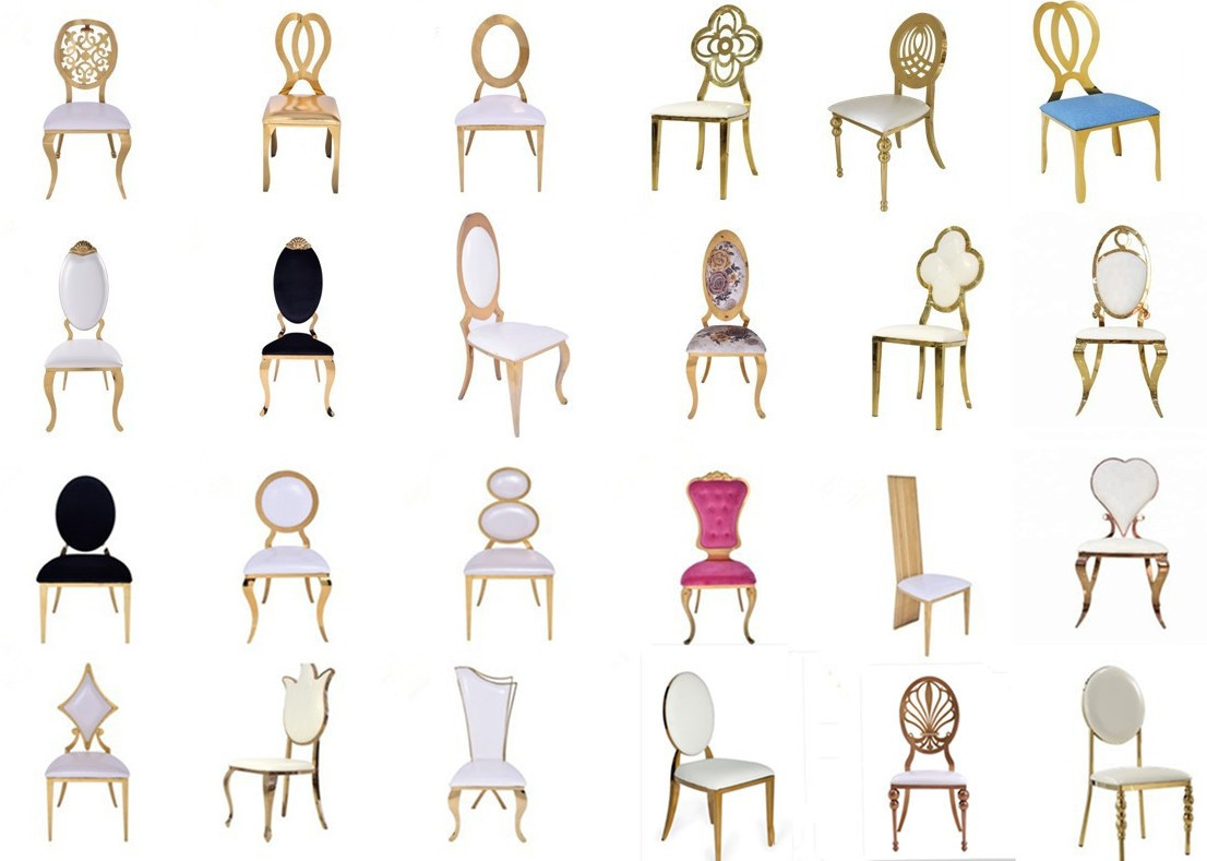 King Wedding Banquet Chairs High Back Decor Backrest Golden Leisure 52x55x112cm