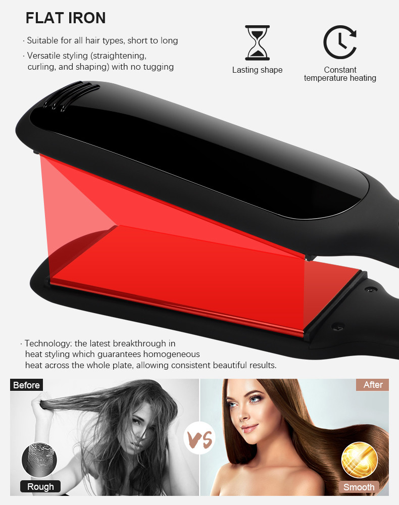 450 Degrees Electric Ceramic Hair Straightener Flat Iron LCD Display