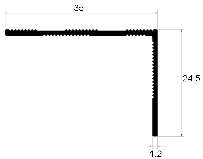 Aluminum 6063 Stair Nosing Tile Trim L Angle 35mm × 24mm Size
