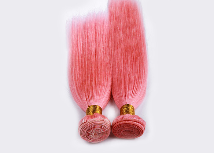 Customized Pink Virgin Human Long Hair Extensions 30 Inches Shedding Free