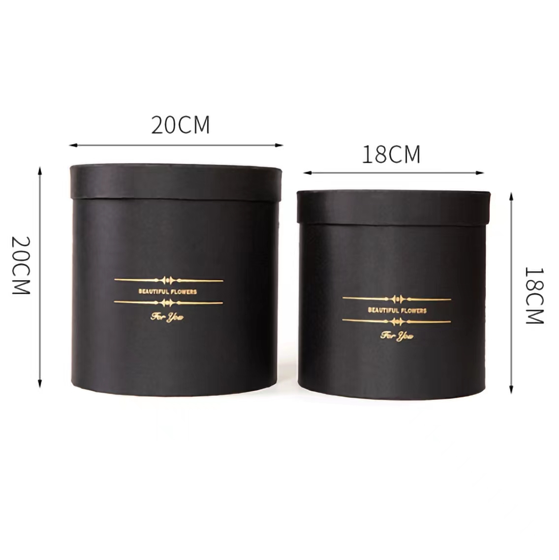 Handmade Custom Gold Foil Logo Black Flower Hat Gift Box for Fresh Flower Packaging