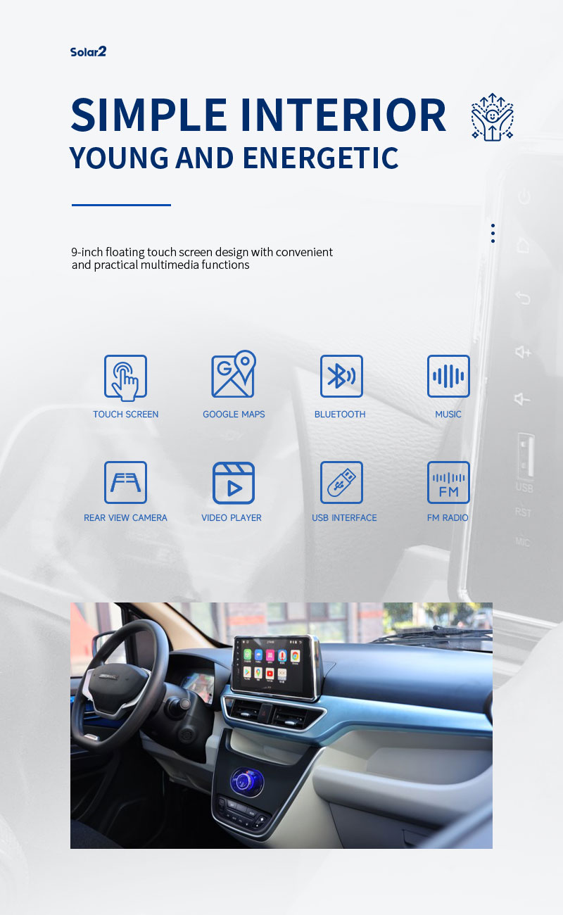 2024 2 Seats Mini EV Car Energy Vehicles Solar EEC Electric Car Blaval Solar 2 with EEC COC Customised Motor Single Motor