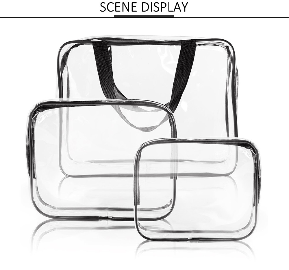 Waterproof Unisex 3pcs Clear Vinyl PVC Makeup Pouch