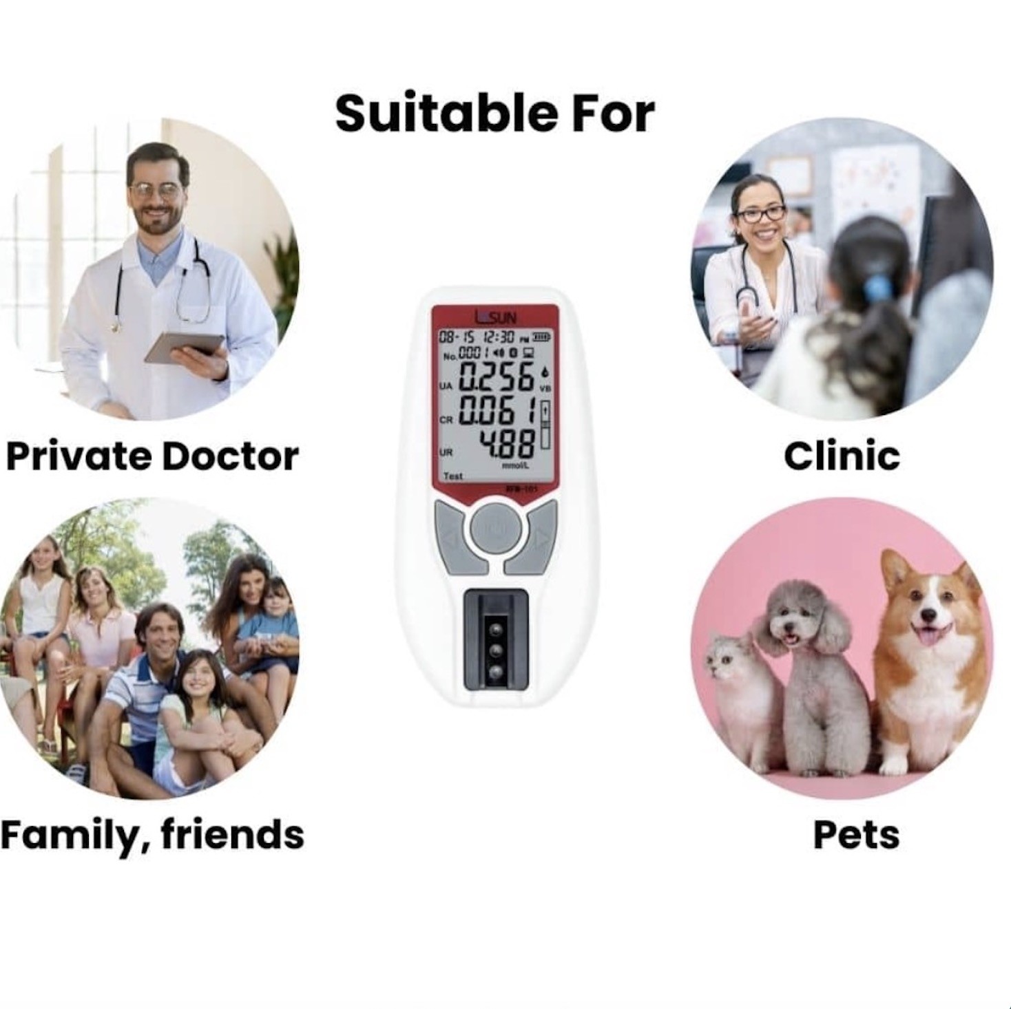 Lysun RFM-101 Rechargeable Uric Acid Test Meter With Bluetooth Connectivity